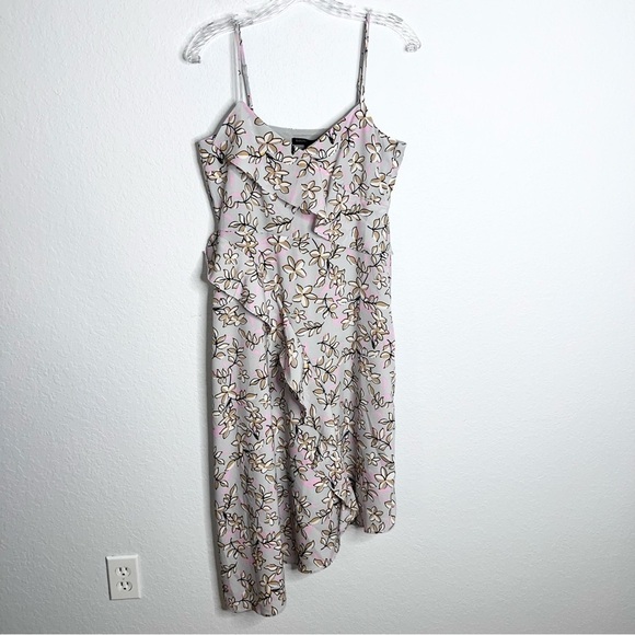 Banana Republic Dress Women 4 P Midi Floral Asymmetrical Hem Ruffled  V - Picture 1 of 6